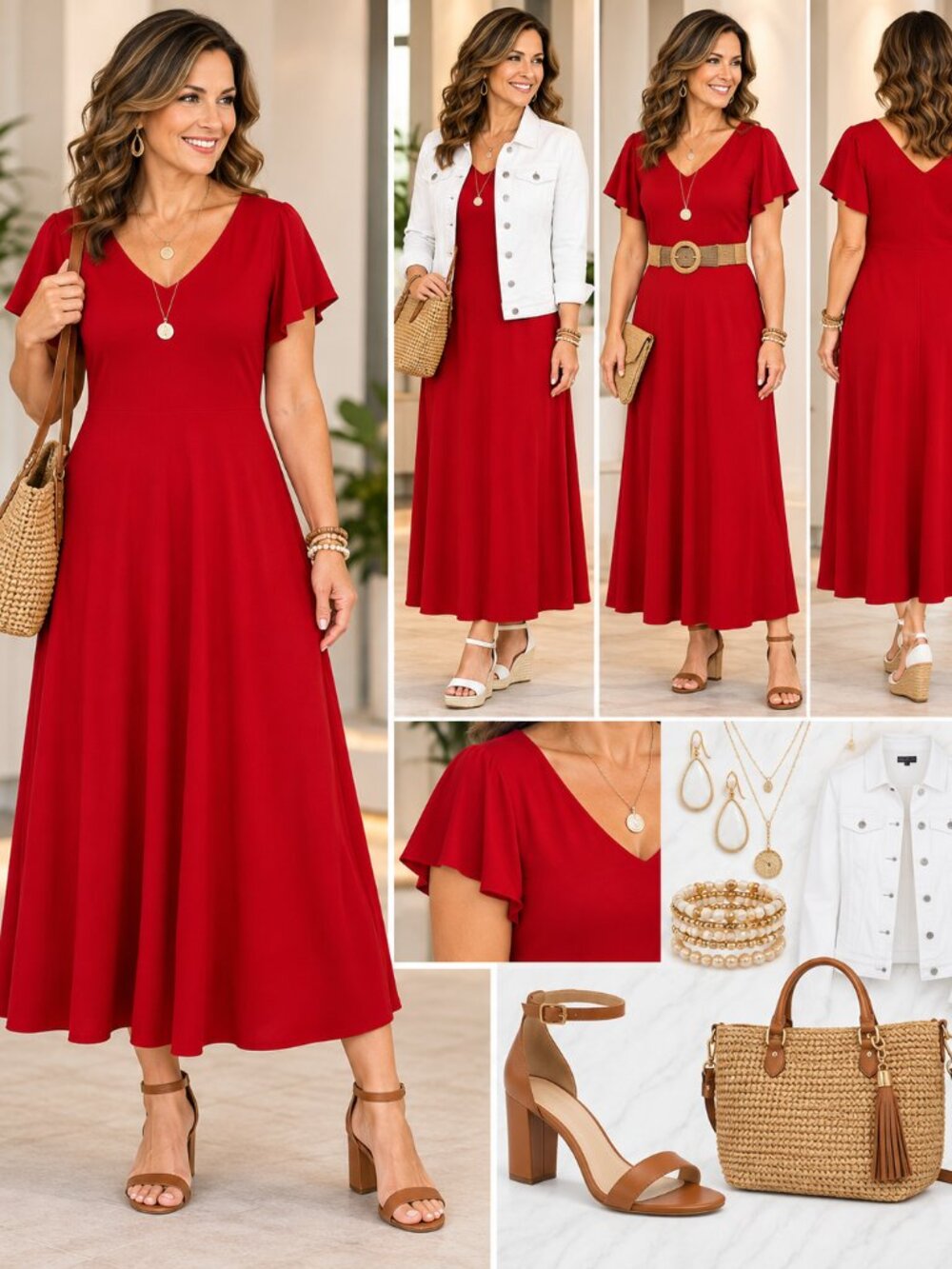 Nemidor Red Maxi Dress Size 16 | Never Worn | Flowy w/ Pockets